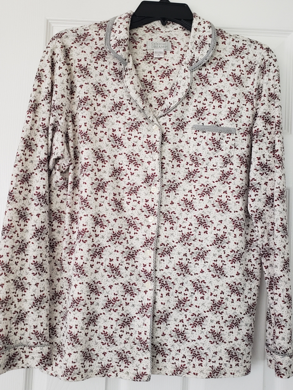 Pajama Top And Bottom Cream & Burgundy